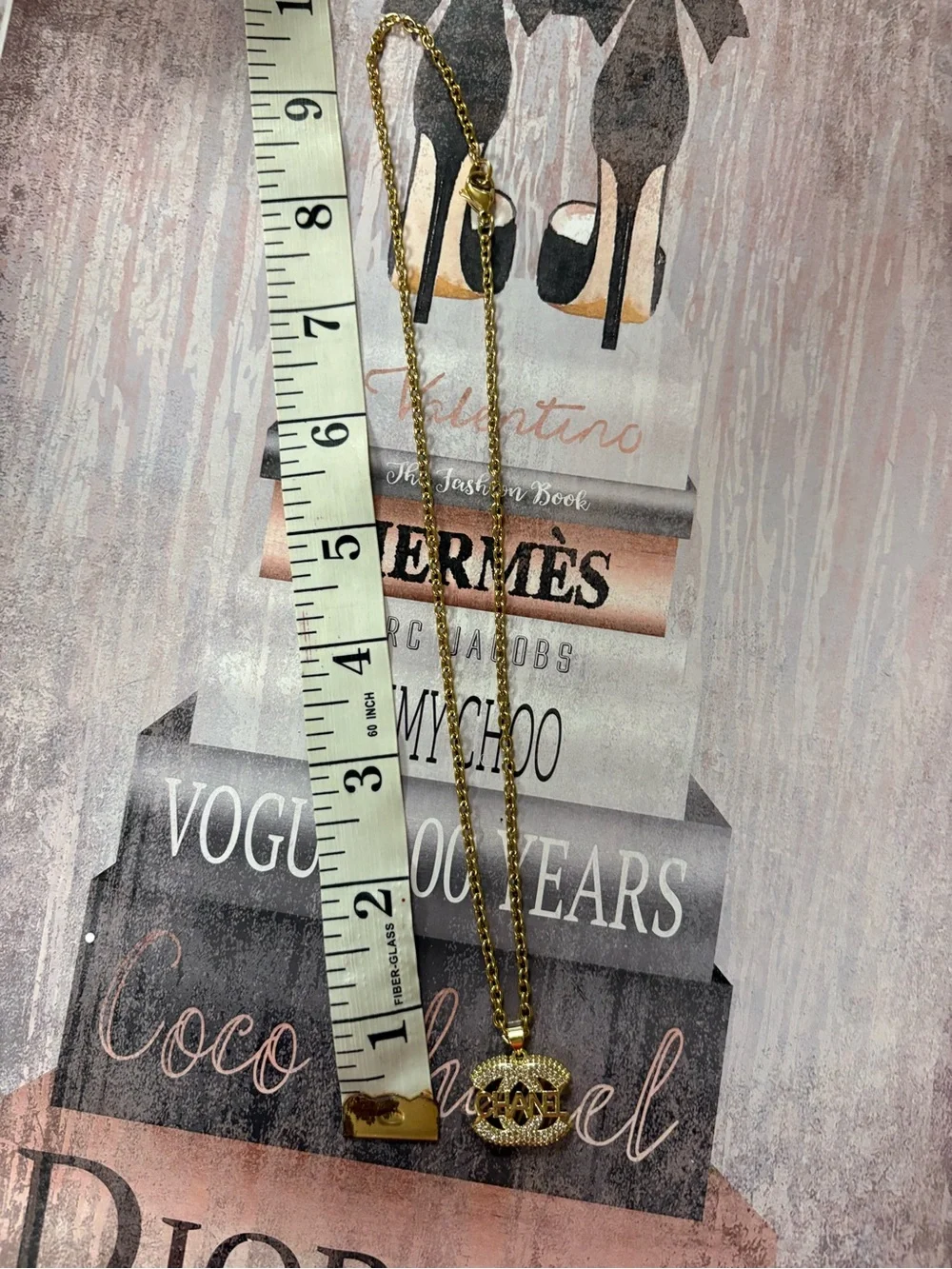 Luxury inspired Gold Logo Pendant Necklace with Matching Studs